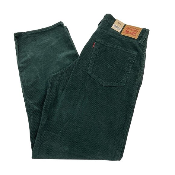 Levis Y2K Pants Womens 31x31 Dark Green 94 Baggy Corduroy Straight Leg Relaxed - Picture 1 of 11
